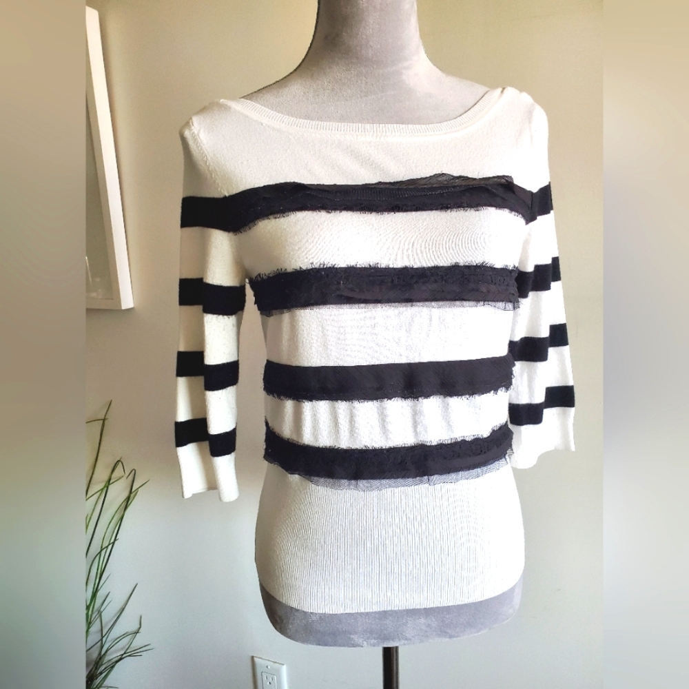 WHBM Stripes & Ruffles Top